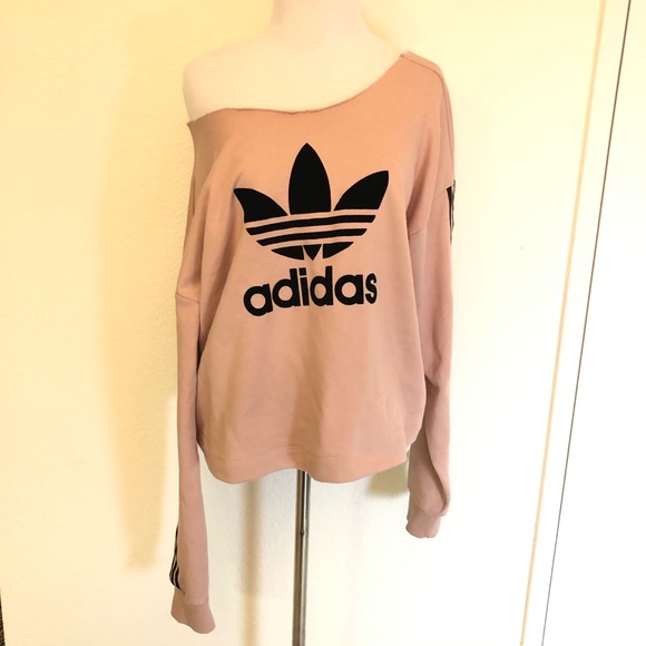 adidas Tops - Adidas mauve off the shoulder sweatshirt